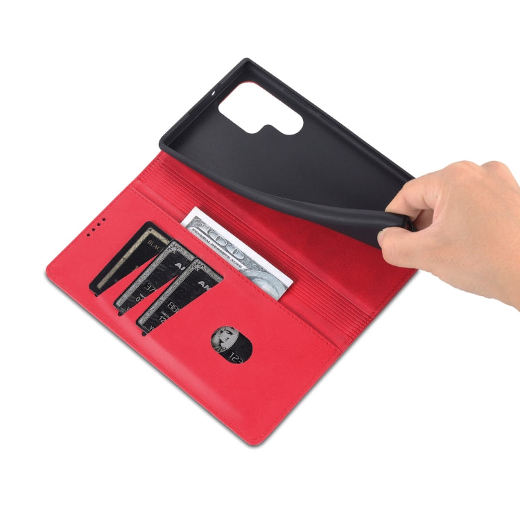 For Samsung Galaxy S24 Ultra 5G AZNS Magnetic Calf Texture Flip Leather Phone Case(Red) - HoMEdemic™ 