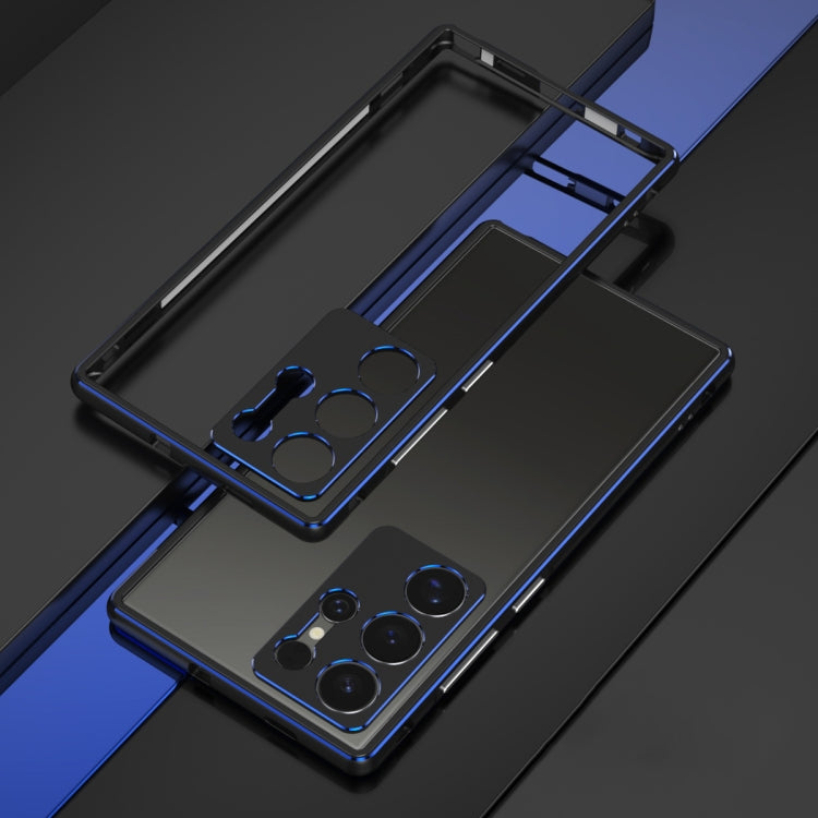For Samsung Galaxy S24 Ultra 5G Aurora Series Lens Protector + Metal Frame Phone Case(Black Blue) - HoMEdemic™ 
