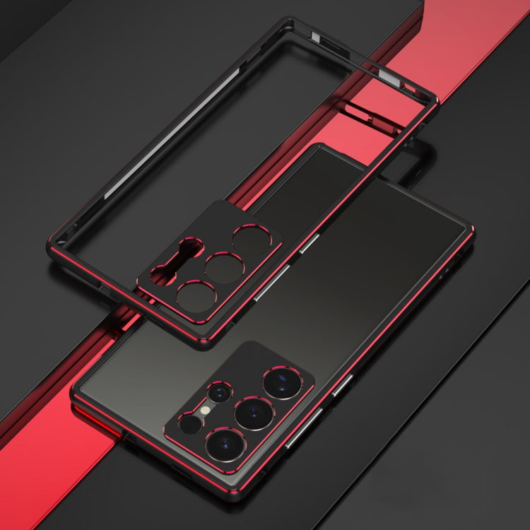 For Samsung Galaxy S24 Ultra 5G Aurora Series Lens Protector + Metal Frame Phone Case(Black Red) - HoMEdemic™ 
