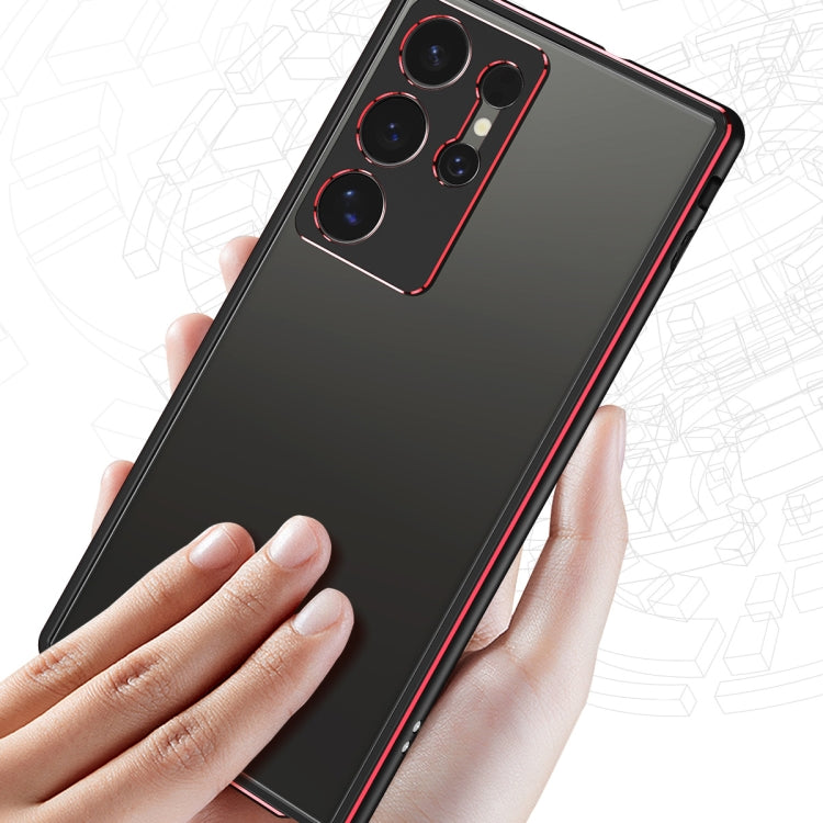 For Samsung Galaxy S24 Ultra 5G Aurora Series Lens Protector + Metal Frame Phone Case(Black Red) - HoMEdemic™ 