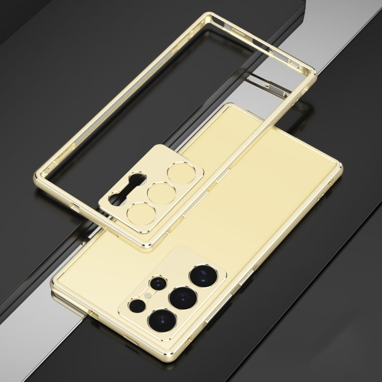 For Samsung Galaxy S24 Ultra 5G Aurora Series Lens Protector + Metal Frame Phone Case(Gold Silver) - HoMEdemic™ 