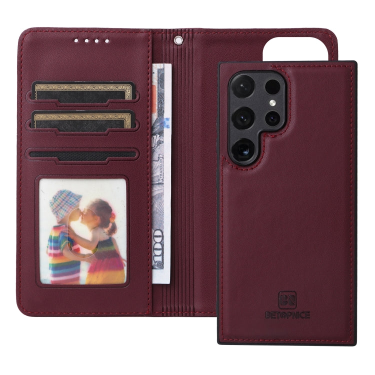For Samsung Galaxy S24 Ultra 5G BETOPNICE BN-005 2 in 1 Detachable Imitate Genuine Leather Phone Case(Wine Red) - HoMEdemic™ 