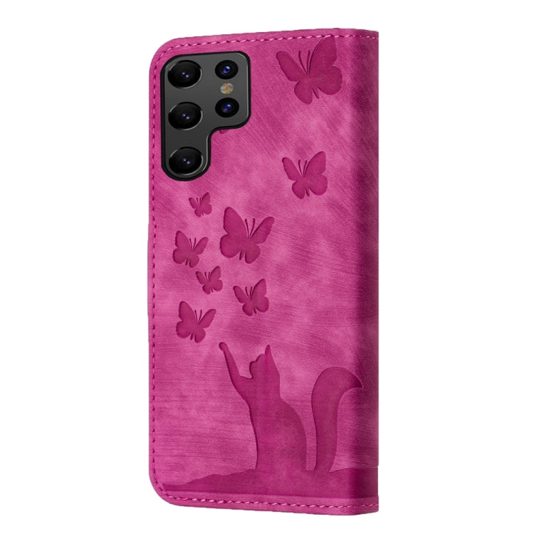 For Samsung Galaxy S24 Ultra 5G Butterfly Cat Embossing Flip Leather Phone Case(Pink) - HoMEdemic™ 