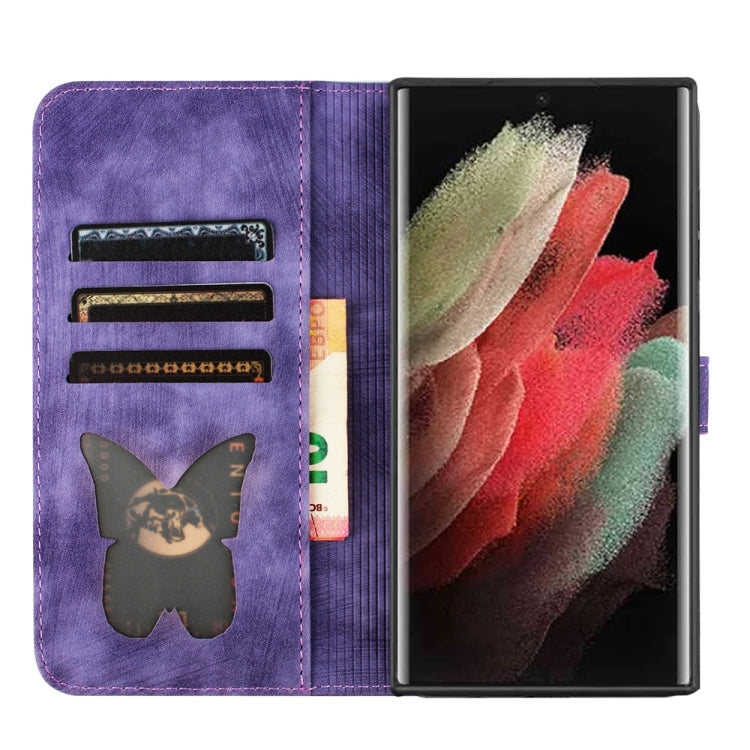 For Samsung Galaxy S24 Ultra 5G Butterfly Cat Embossing Flip Leather Phone Case(Purple) - HoMEdemic™ 