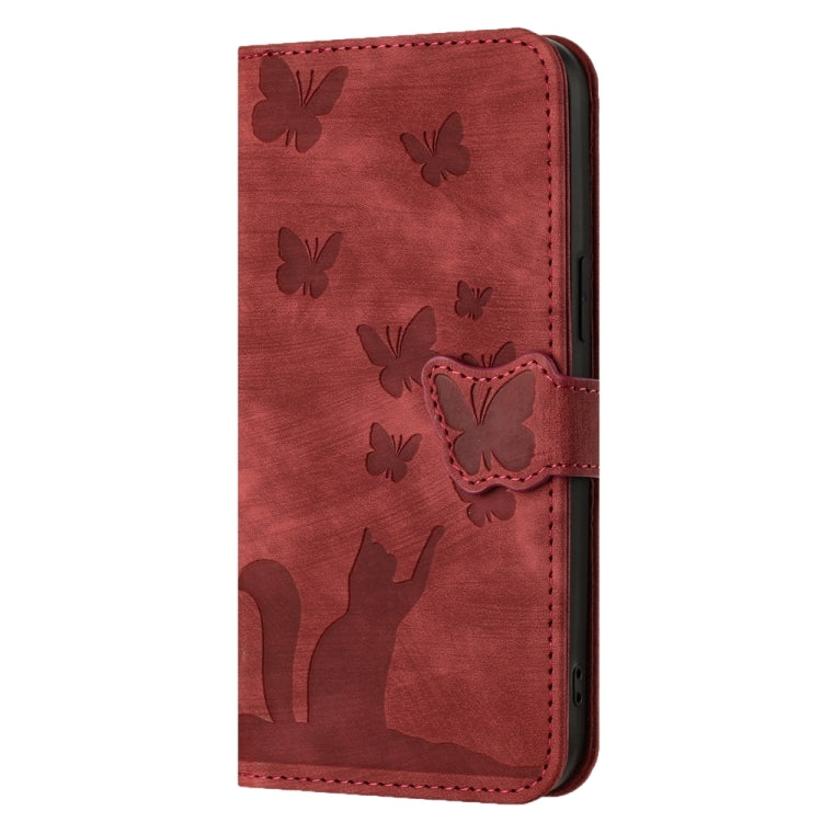 For Samsung Galaxy S24 Ultra 5G Butterfly Cat Embossing Flip Leather Phone Case(Red) - HoMEdemic™ 