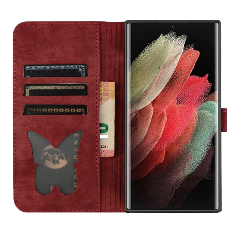 For Samsung Galaxy S24 Ultra 5G Butterfly Cat Embossing Flip Leather Phone Case(Red) - HoMEdemic™ 