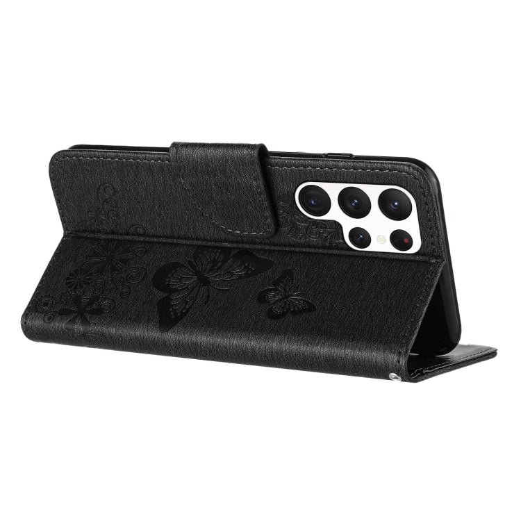 For Samsung Galaxy S24 Ultra 5G Butterfly Embossed Flip Leather Phone Case(Black) - HoMEdemic™ 