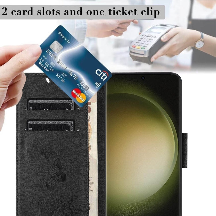 For Samsung Galaxy S24 Ultra 5G Butterfly Embossed Flip Leather Phone Case(Black) - HoMEdemic™ 