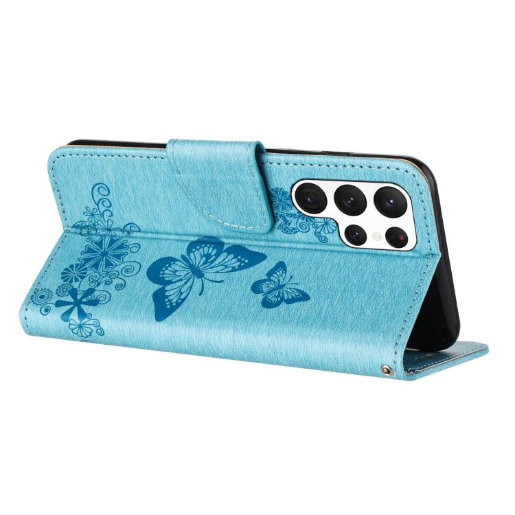 For Samsung Galaxy S24 Ultra 5G Butterfly Embossed Flip Leather Phone Case(Blue) - HoMEdemic™ 