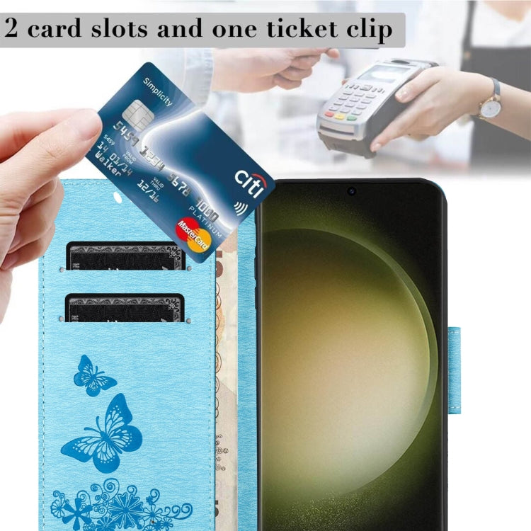 For Samsung Galaxy S24 Ultra 5G Butterfly Embossed Flip Leather Phone Case(Blue) - HoMEdemic™ 