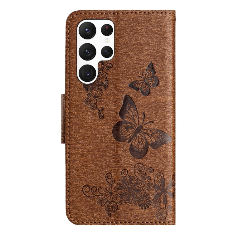 For Samsung Galaxy S24 Ultra 5G Butterfly Embossed Flip Leather Phone Case(Brown) - HoMEdemic™ 