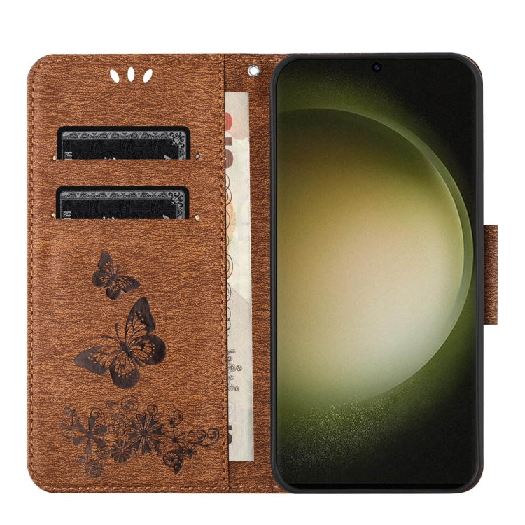 For Samsung Galaxy S24 Ultra 5G Butterfly Embossed Flip Leather Phone Case(Brown) - HoMEdemic™ 