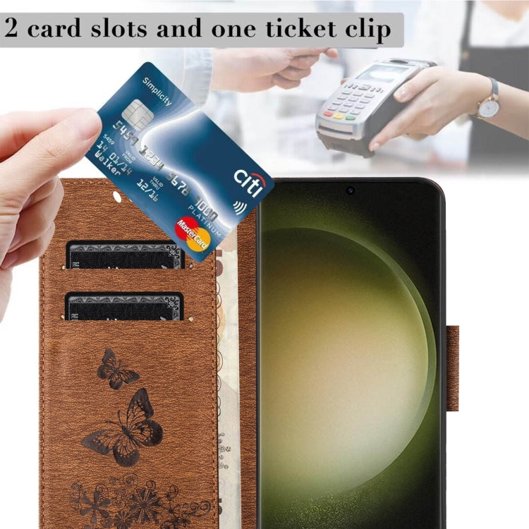 For Samsung Galaxy S24 Ultra 5G Butterfly Embossed Flip Leather Phone Case(Brown) - HoMEdemic™ 