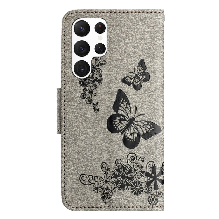 For Samsung Galaxy S24 Ultra 5G Butterfly Embossed Flip Leather Phone Case(Grey) - HoMEdemic™ 