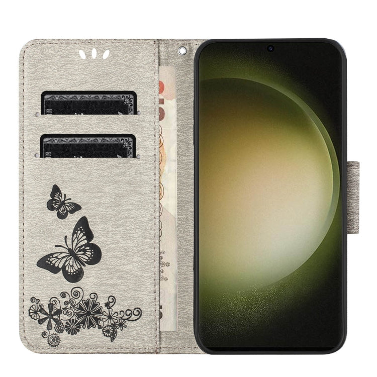 For Samsung Galaxy S24 Ultra 5G Butterfly Embossed Flip Leather Phone Case(Grey) - HoMEdemic™ 