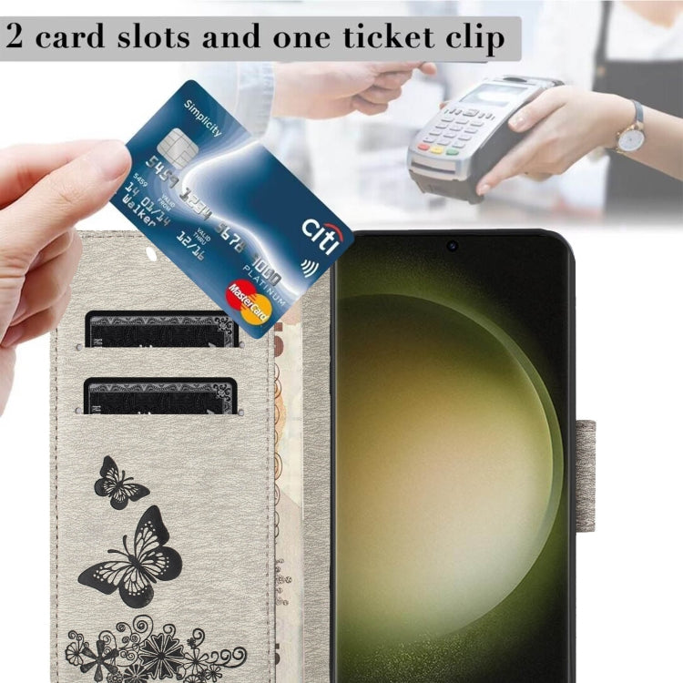 For Samsung Galaxy S24 Ultra 5G Butterfly Embossed Flip Leather Phone Case(Grey) - HoMEdemic™ 