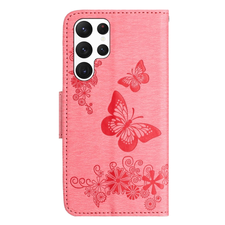 For Samsung Galaxy S24 Ultra 5G Butterfly Embossed Flip Leather Phone Case(Pink) - HoMEdemic™ 