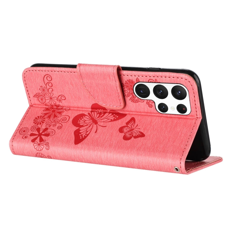 For Samsung Galaxy S24 Ultra 5G Butterfly Embossed Flip Leather Phone Case(Pink) - HoMEdemic™ 