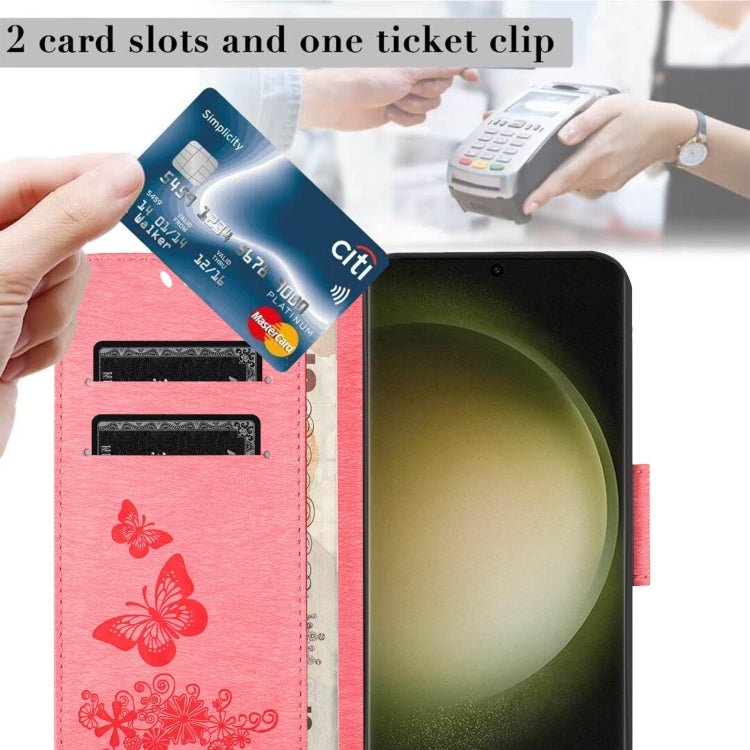 For Samsung Galaxy S24 Ultra 5G Butterfly Embossed Flip Leather Phone Case(Pink) - HoMEdemic™ 