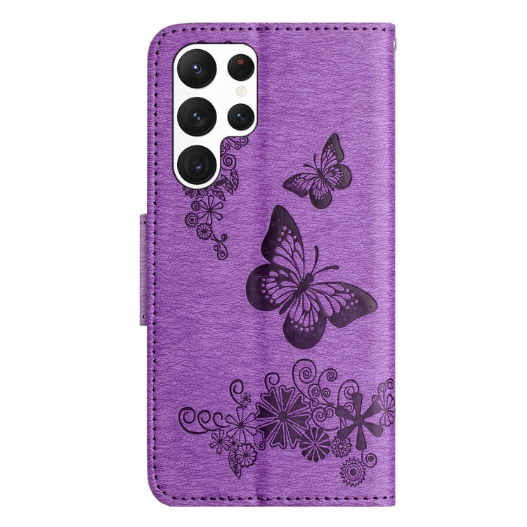 For Samsung Galaxy S24 Ultra 5G Butterfly Embossed Flip Leather Phone Case(Purple) - HoMEdemic™ 