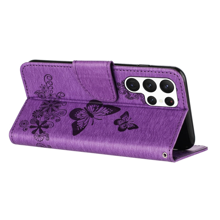 For Samsung Galaxy S24 Ultra 5G Butterfly Embossed Flip Leather Phone Case(Purple) - HoMEdemic™ 