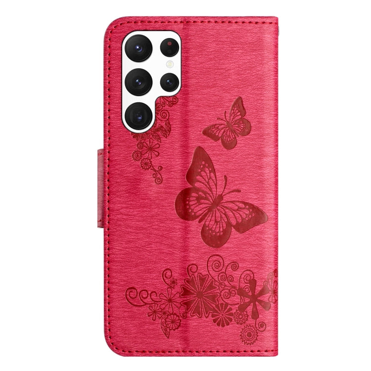 For Samsung Galaxy S24 Ultra 5G Butterfly Embossed Flip Leather Phone Case(Red) - HoMEdemic™ 