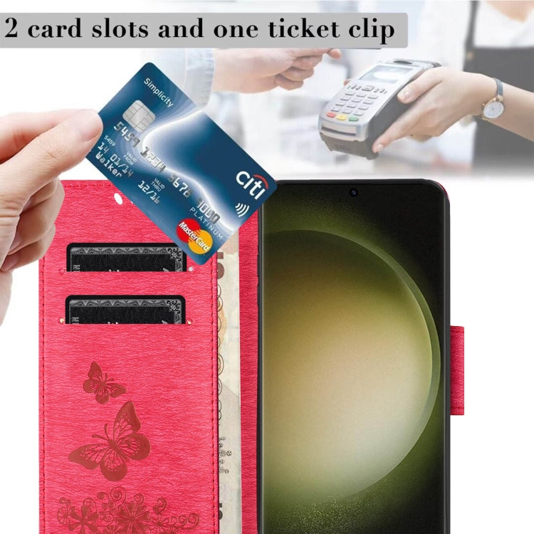 For Samsung Galaxy S24 Ultra 5G Butterfly Embossed Flip Leather Phone Case(Red) - HoMEdemic™ 