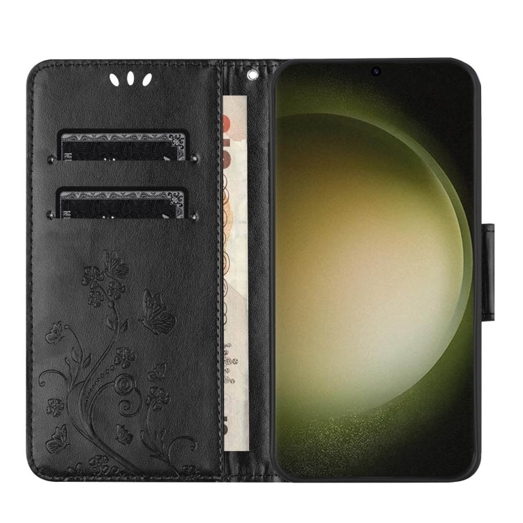 For Samsung Galaxy S24 Ultra 5G Butterfly Flower Pattern Flip Leather Phone Case(Black) - HoMEdemic™ 