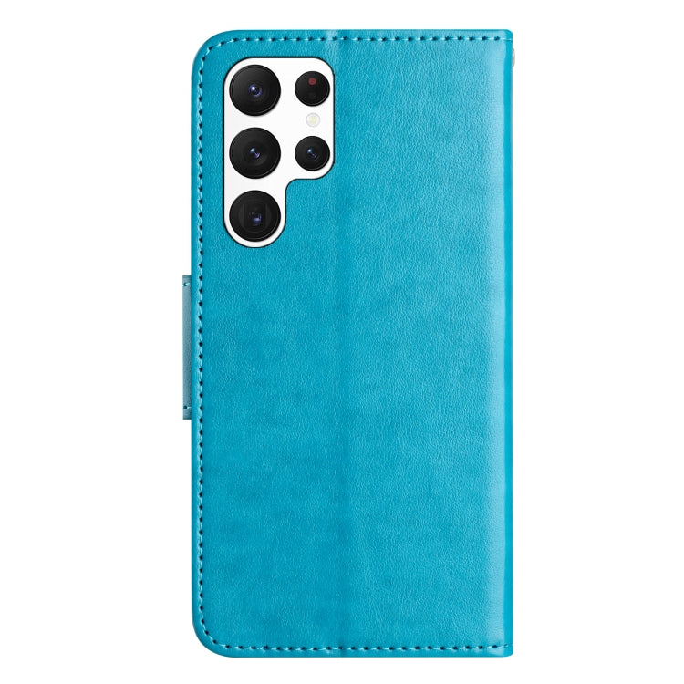 For Samsung Galaxy S24 Ultra 5G Butterfly Flower Pattern Flip Leather Phone Case(Blue) - HoMEdemic™ 