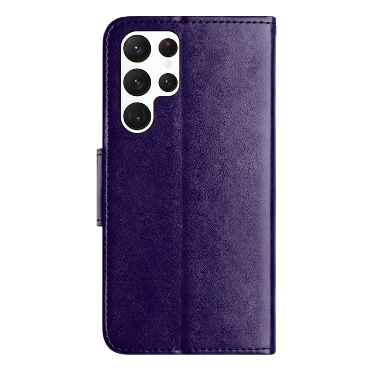 For Samsung Galaxy S24 Ultra 5G Butterfly Flower Pattern Flip Leather Phone Case(Dark Purple) - HoMEdemic™ 