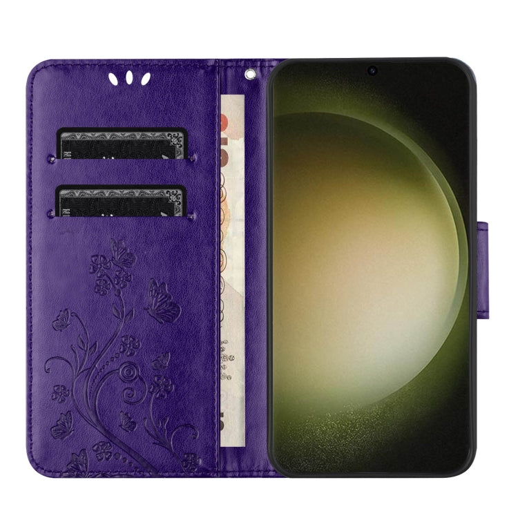 For Samsung Galaxy S24 Ultra 5G Butterfly Flower Pattern Flip Leather Phone Case(Dark Purple) - HoMEdemic™ 