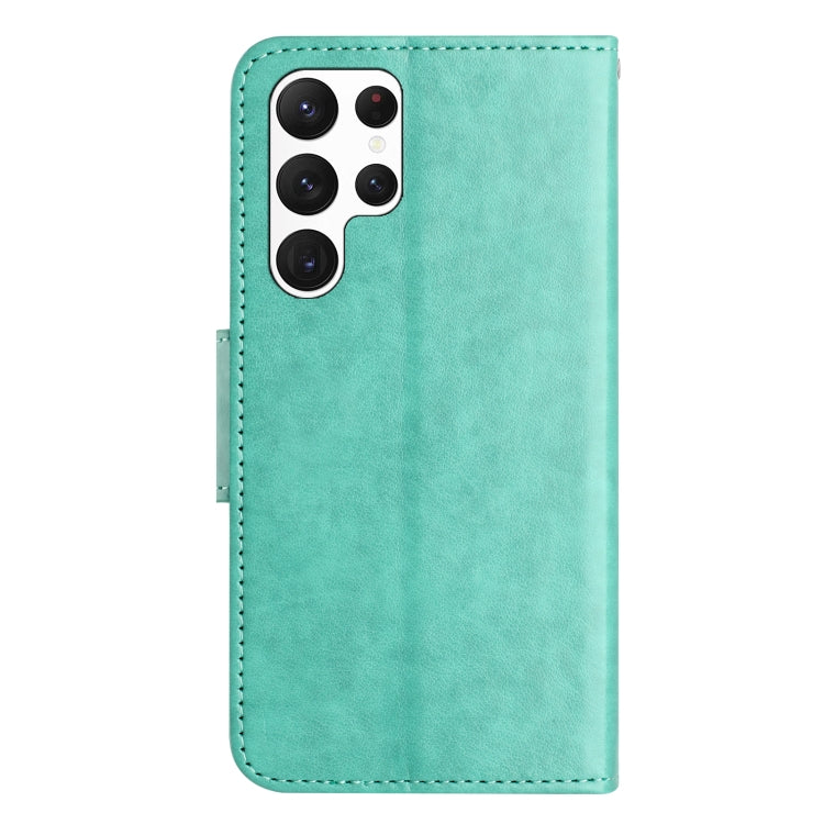 For Samsung Galaxy S24 Ultra 5G Butterfly Flower Pattern Flip Leather Phone Case(Green) - HoMEdemic™ 