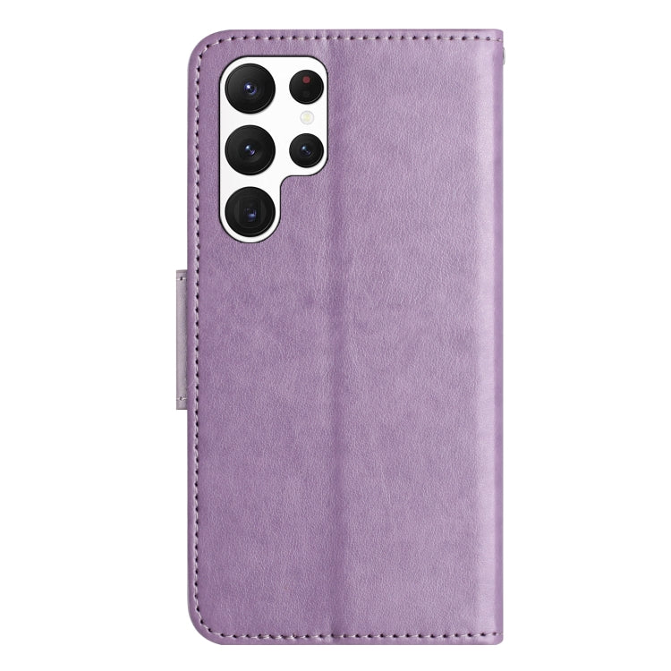 For Samsung Galaxy S24 Ultra 5G Butterfly Flower Pattern Flip Leather Phone Case(Light Purple) - HoMEdemic™ 