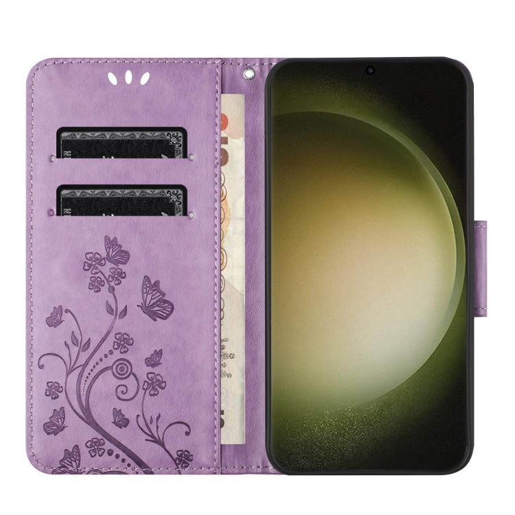 For Samsung Galaxy S24 Ultra 5G Butterfly Flower Pattern Flip Leather Phone Case(Light Purple) - HoMEdemic™ 