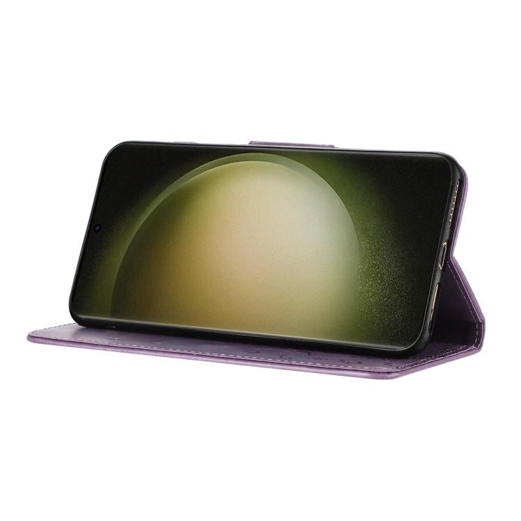 For Samsung Galaxy S24 Ultra 5G Butterfly Flower Pattern Flip Leather Phone Case(Light Purple) - HoMEdemic™ 