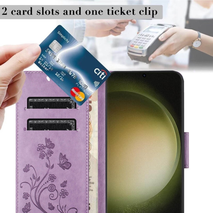 For Samsung Galaxy S24 Ultra 5G Butterfly Flower Pattern Flip Leather Phone Case(Light Purple) - HoMEdemic™ 