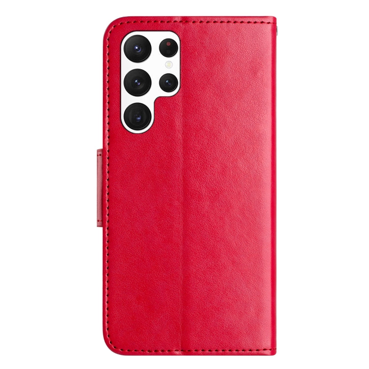 For Samsung Galaxy S24 Ultra 5G Butterfly Flower Pattern Flip Leather Phone Case(Red) - HoMEdemic™ 