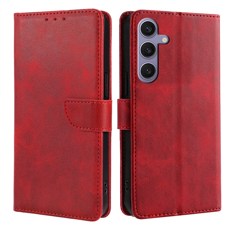 For Samsung Galaxy S24 Ultra 5G Calf Texture Buckle Flip Leather Phone Case(Red) - HoMEdemic™ 