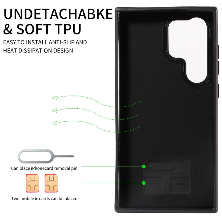 For Samsung Galaxy S24 Ultra 5G Calf Texture Card Slot Ring Holder Phone Case(Black) - HoMEdemic™ 