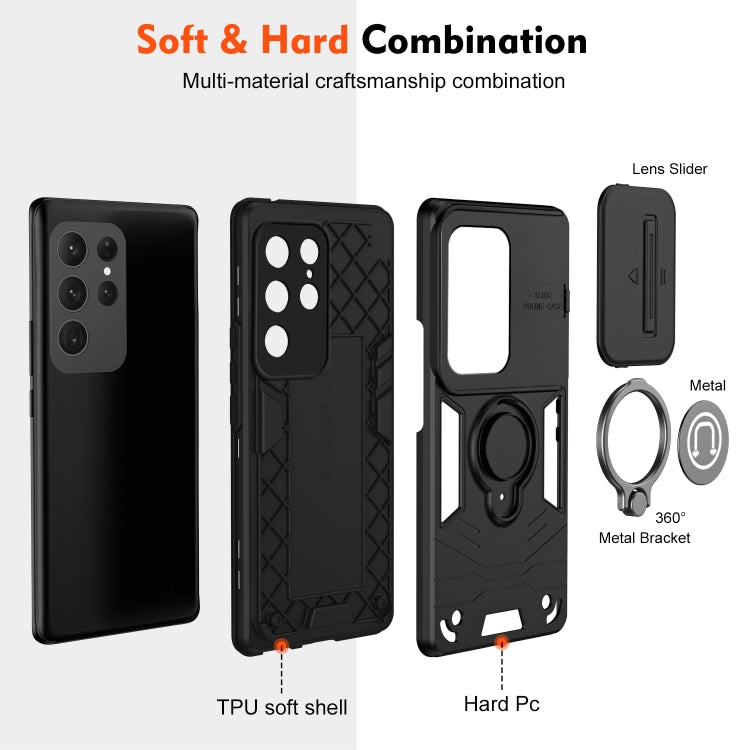For Samsung Galaxy S24 Ultra 5G Camshield Ring Holder Phone Case(Black) - HoMEdemic™ 
