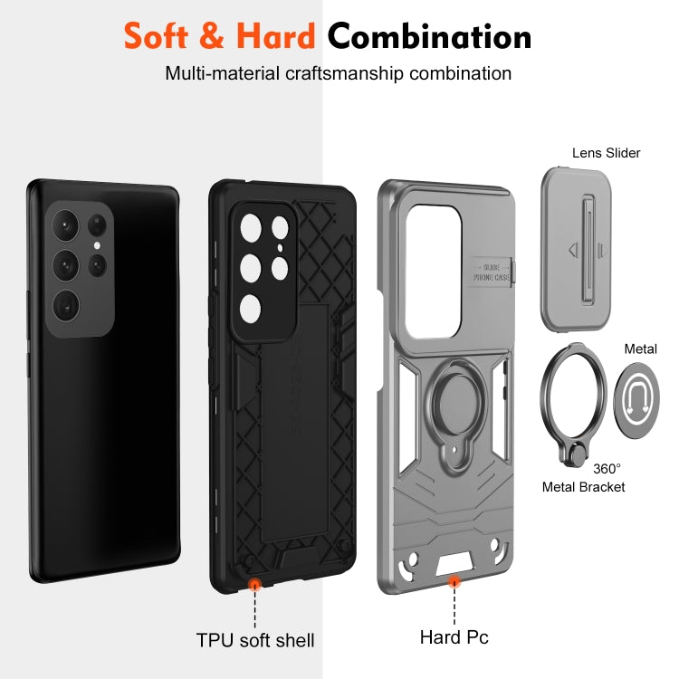For Samsung Galaxy S24 Ultra 5G Camshield Ring Holder Phone Case(Grey) - HoMEdemic™ 