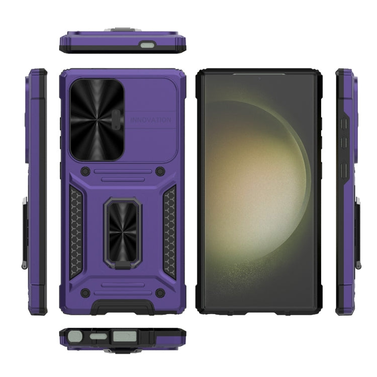 For Samsung Galaxy S24 Ultra 5G Camshield Robot TPU Hybrid PC Phone Case(Purple) - HoMEdemic™ 