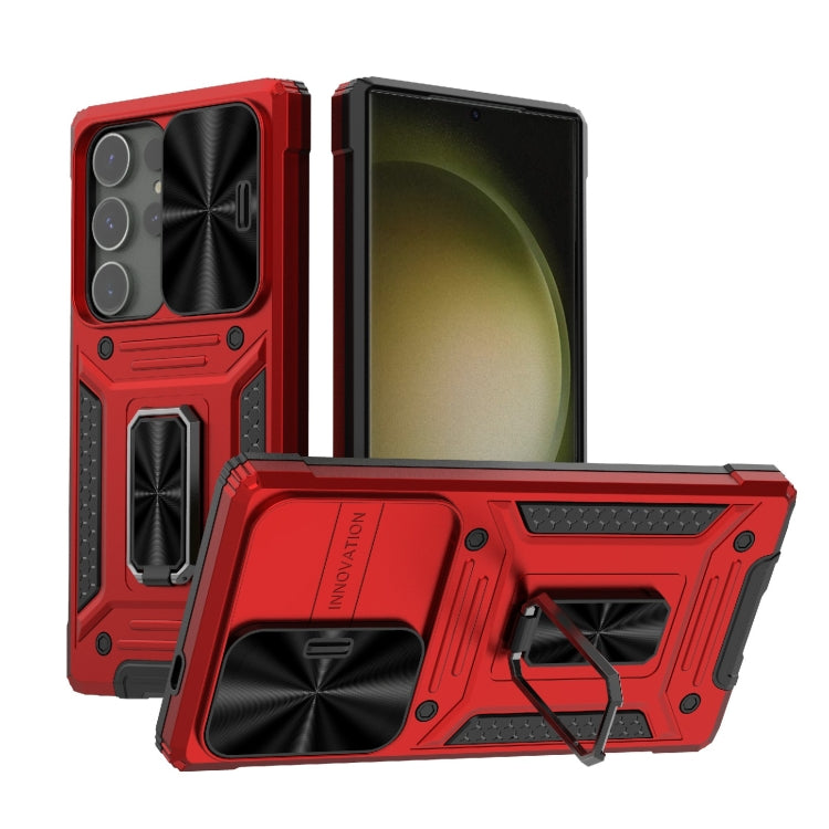 For Samsung Galaxy S24 Ultra 5G Camshield Robot TPU Hybrid PC Phone Case(Red) - HoMEdemic™ 