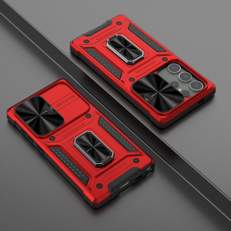 For Samsung Galaxy S24 Ultra 5G Camshield Robot TPU Hybrid PC Phone Case(Red) - HoMEdemic™ 
