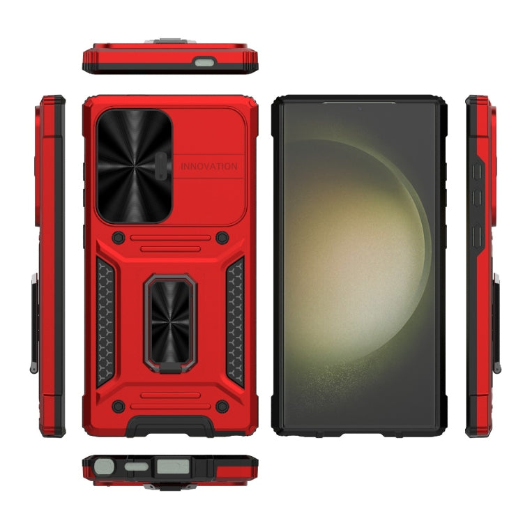 For Samsung Galaxy S24 Ultra 5G Camshield Robot TPU Hybrid PC Phone Case(Red) - HoMEdemic™ 