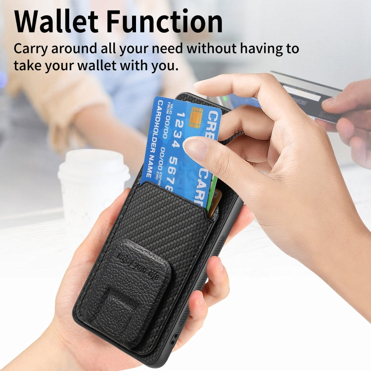 For Samsung Galaxy S24 Ultra 5G Carbon Fiber Card Bag Fold Stand Phone Case(Black) - HoMEdemic™ 