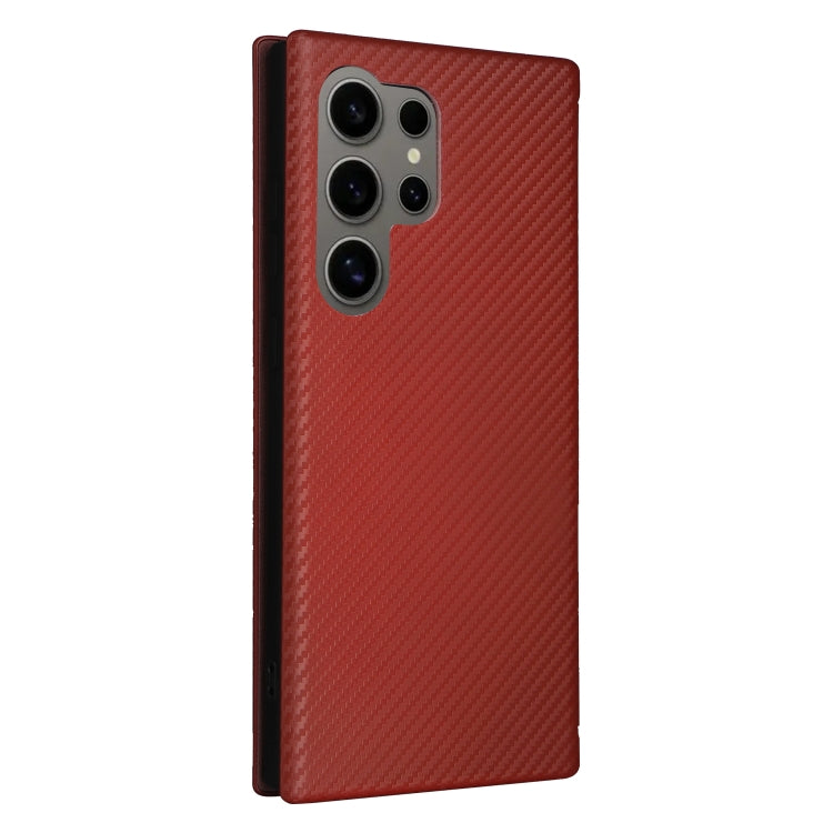 For Samsung Galaxy S24 Ultra 5G Carbon Fiber Texture Flip Leather Phone Case(Brown) - HoMEdemic™ 