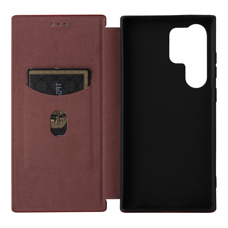 For Samsung Galaxy S24 Ultra 5G Carbon Fiber Texture Flip Leather Phone Case(Brown) - HoMEdemic™ 