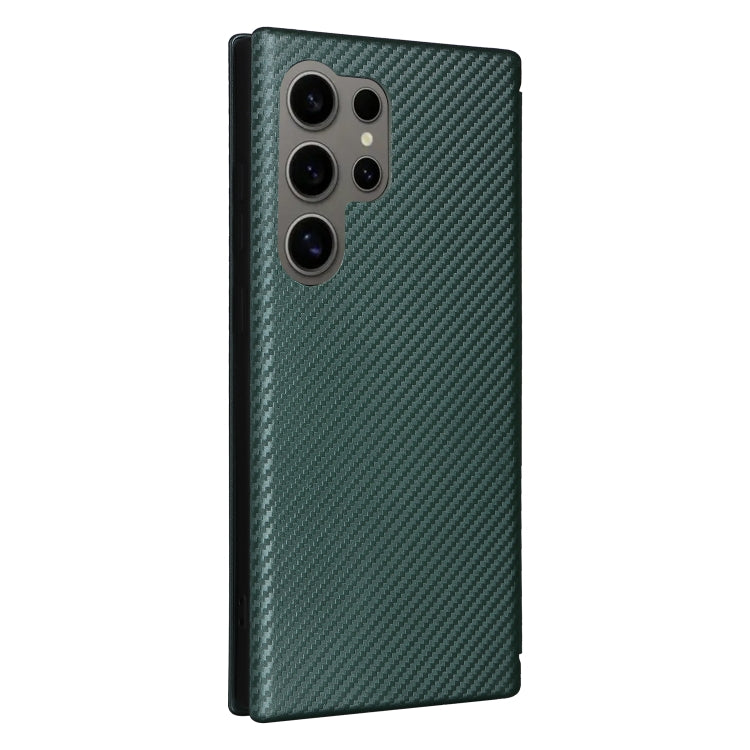For Samsung Galaxy S24 Ultra 5G Carbon Fiber Texture Flip Leather Phone Case(Green) - HoMEdemic™ 