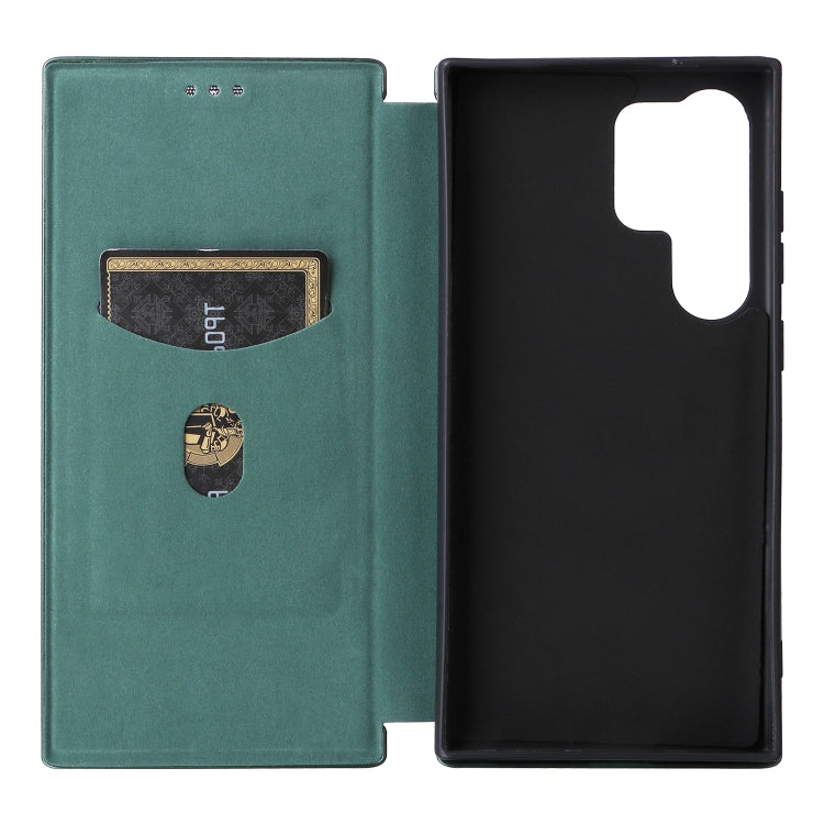 For Samsung Galaxy S24 Ultra 5G Carbon Fiber Texture Flip Leather Phone Case(Green) - HoMEdemic™ 